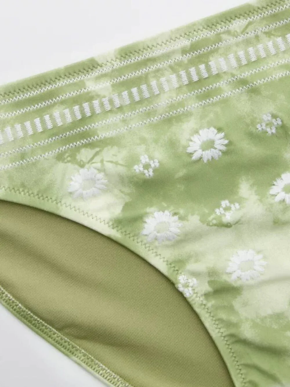 Aerie Embroidered Bikini Bottom Dried Sage Green XS